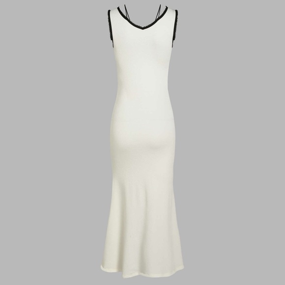 Cider Knit Fabric Contrast Trim V-neck Midi Dress in XS - Picture 2 of 5